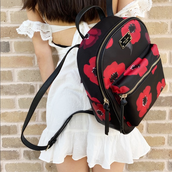 Kate Spade Backpack Black Red Floral sale ‼️‼️ - Picture 2 of 3